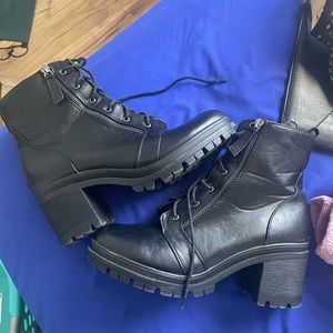 black combat boots